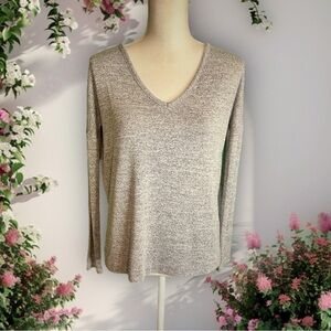 Rag & Bone Heather Gray Marled Slouchy V-Neck Knit Long Sleeve Top Size XS
